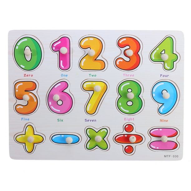 Wooden Numbers & Letters Shaped Peg Puzzles Kids Toddlers Educational Toy